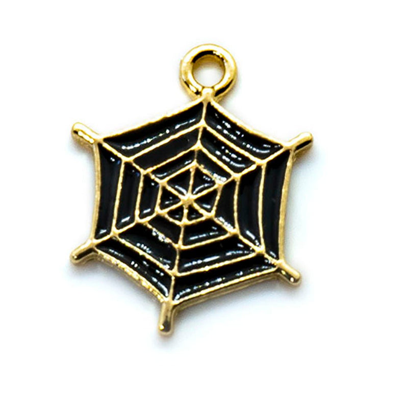 Load image into Gallery viewer, Spider Web Charm 20mm x 16mm Black and Gold - Affordable Jewellery Supplies