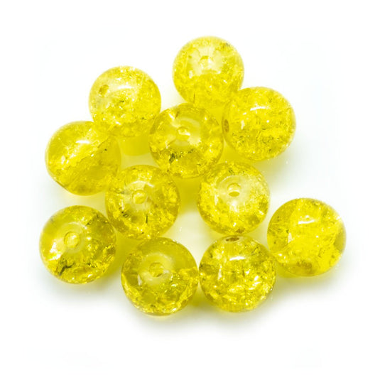 Glass Crackle Beads 8mm Yellow - Affordable Jewellery Supplies