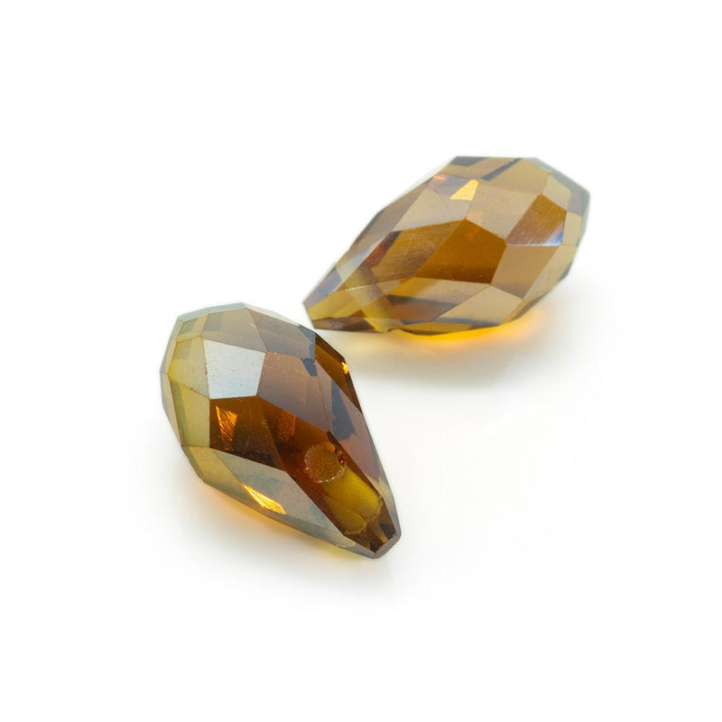 Load image into Gallery viewer, Glass Faceted Briolette 13mm x 8mm Topaz AB - Affordable Jewellery Supplies
