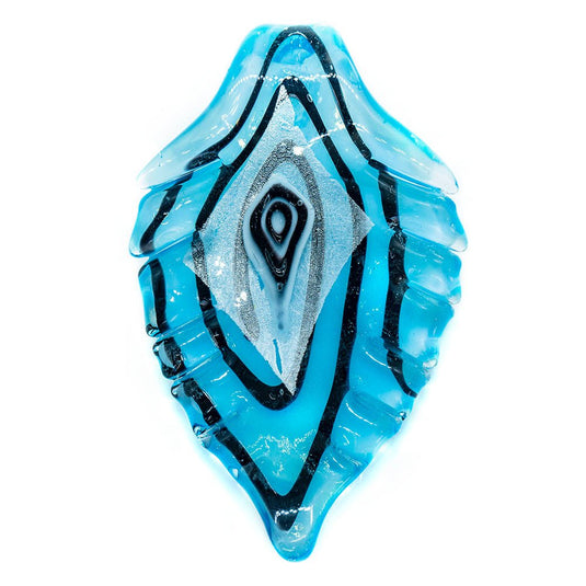 Murano Lampwork Glass Pendant with Jagged Edges 62mm x 40mm Aqua - Affordable Jewellery Supplies