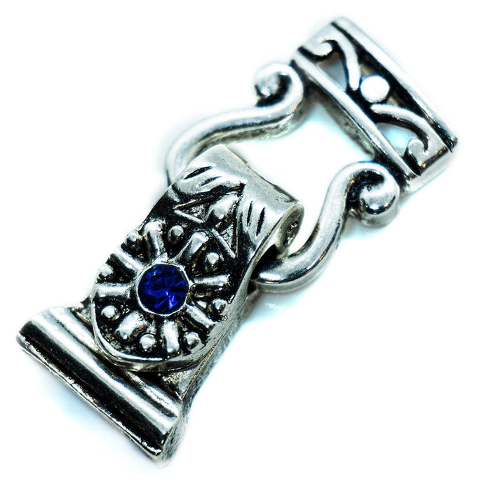 Fold-Over Magnetic Clasp 30mm x 13mm Antique Silver and Cobalt - Affordable Jewellery Supplies