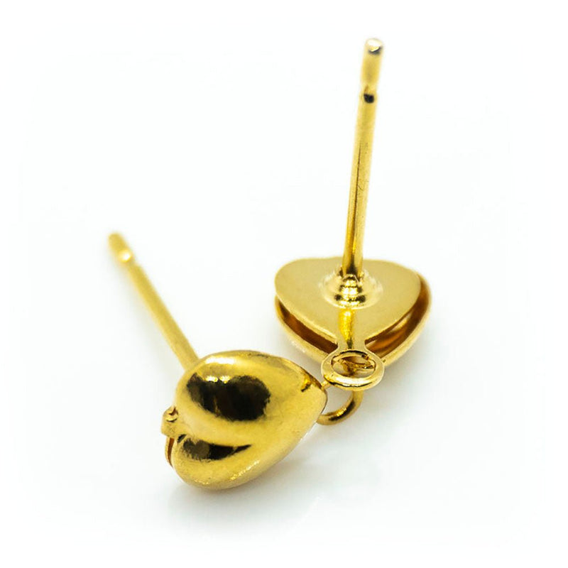 Load image into Gallery viewer, Heart Earring Stud Posts 6mm Gold - Affordable Jewellery Supplies
