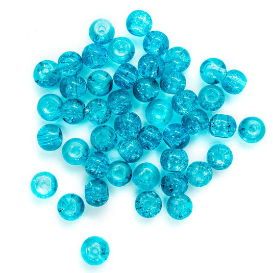Glass Crackle Beads 4mm Teal - Affordable Jewellery Supplies