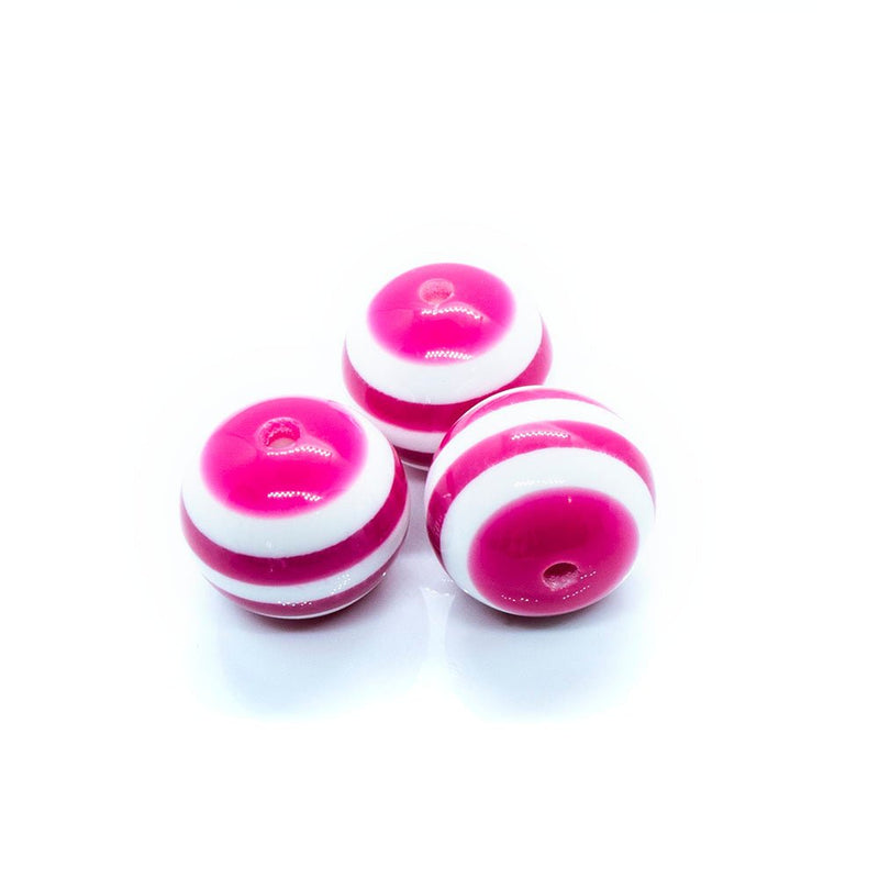Load image into Gallery viewer, Bubblegum Striped Resin Beads 20mm Hot Pink - Affordable Jewellery Supplies
