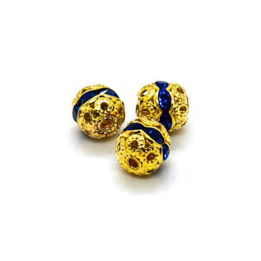 Rhinestone Ball 6mm Gold Cobalt - Affordable Jewellery Supplies
