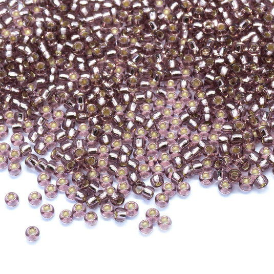 Miyuki Rocailles Silver Lined Seed Beads 11/0 Smoky Amethyst - Affordable Jewellery Supplies