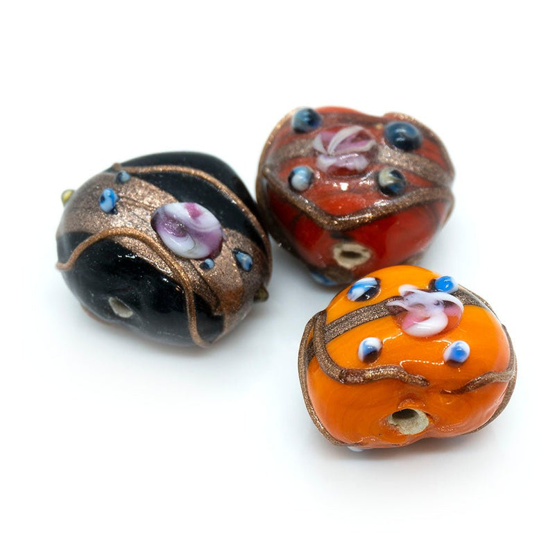 Load image into Gallery viewer, Indian Glass Lampwork Heart 18mm x 16mm Orange - Affordable Jewellery Supplies