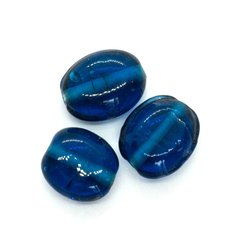 Load image into Gallery viewer, Indian Glass Lampwork Flat Oval Bead 15mm x 12mm x 6mm Peacock - Affordable Jewellery Supplies
