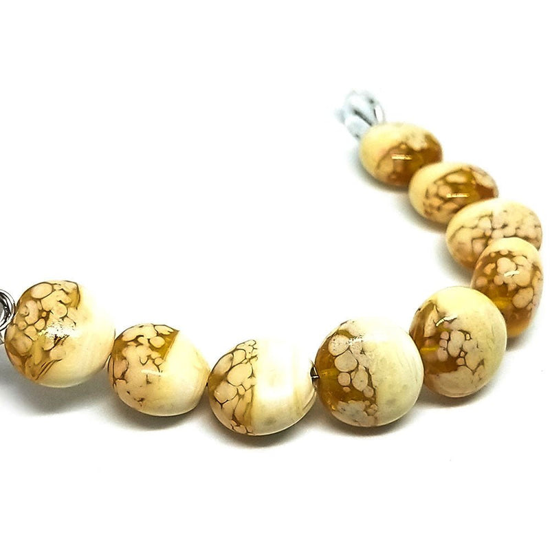 Load image into Gallery viewer, GlaesDesign Handmade Lampwork Glass Beads 18mm x 18mm x 12mm Cream & Topaz - Affordable Jewellery Supplies