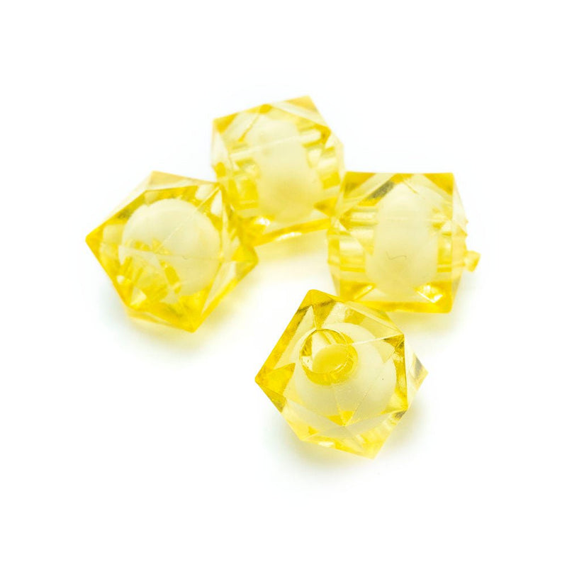 Load image into Gallery viewer, Bead in Bead Faceted Cube 8mm Yellow - Affordable Jewellery Supplies
