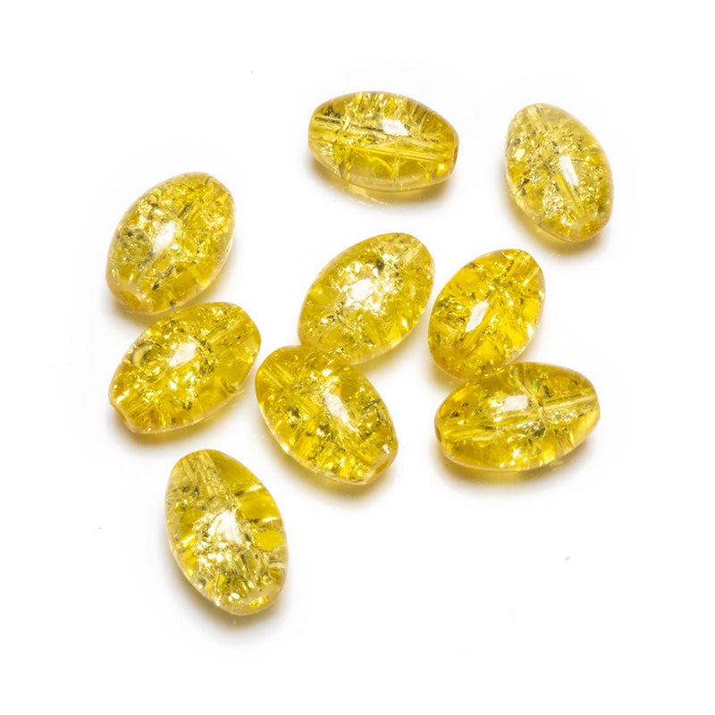 Load image into Gallery viewer, Glass Crackle Oval Beads 6mm x 8mm Yellow - Affordable Jewellery Supplies
