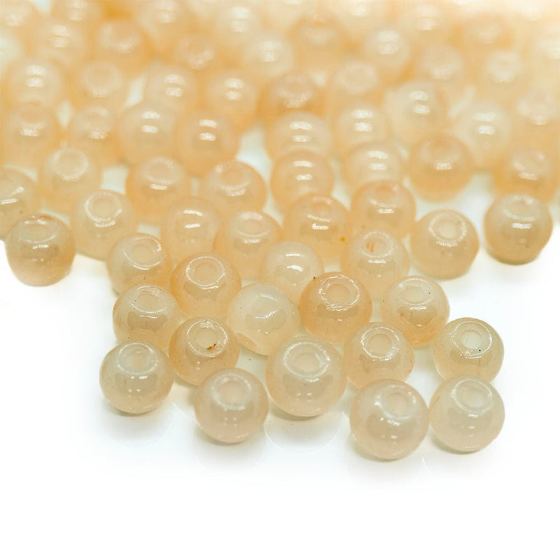 Load image into Gallery viewer, Baking Painted Imitation Jade Glass Round Beads 4.5-5 mm Peach Puff - Affordable Jewellery Supplies
