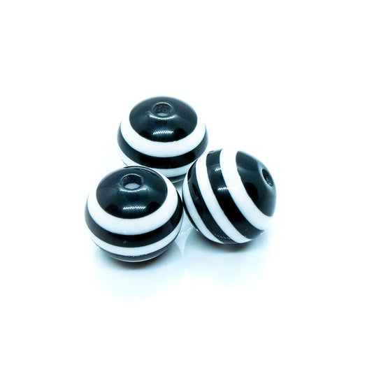 Bubblegum Striped Resin Beads 16mm x 15mm Black - Affordable Jewellery Supplies