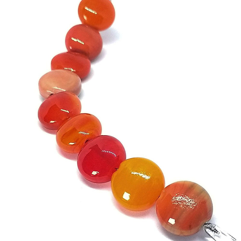 Load image into Gallery viewer, GlaesDesign Handmade Lampwork Glass Beads 18mm x 18mm x 12mm Orange - Affordable Jewellery Supplies
