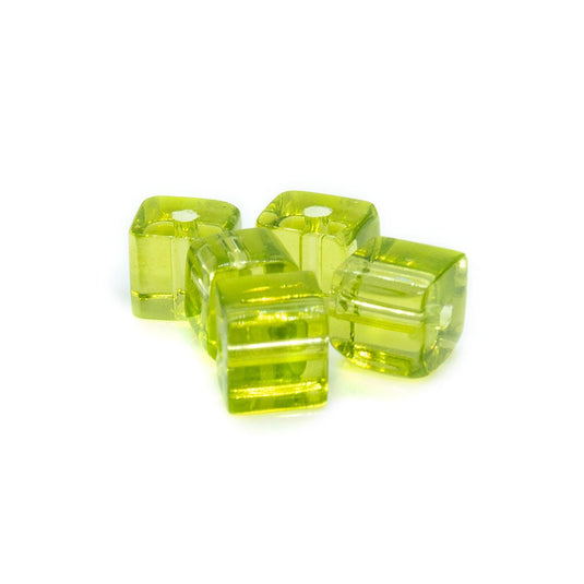 Crystal Glass Cube With Slightly Rounded Corners 5mm Chrysolite - Affordable Jewellery Supplies