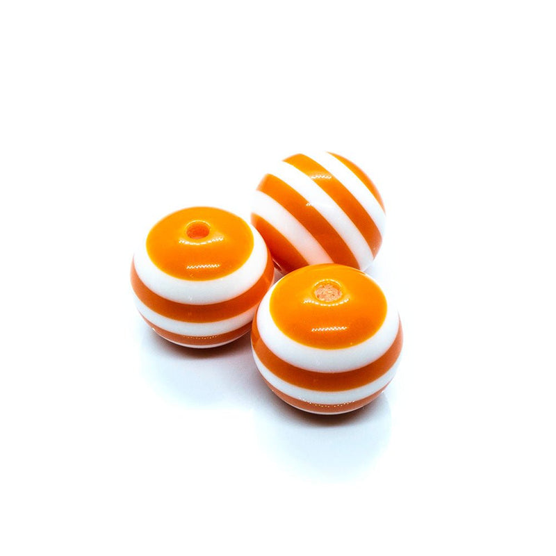Load image into Gallery viewer, Bubblegum Striped Resin Beads 20mm Orange - Affordable Jewellery Supplies