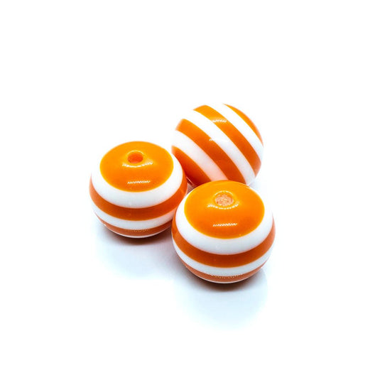 Bubblegum Striped Resin Beads 20mm Orange - Affordable Jewellery Supplies