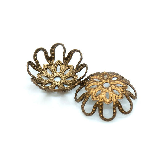 Bead Caps Filigree Flower 10mm Antique Brass - Affordable Jewellery Supplies
