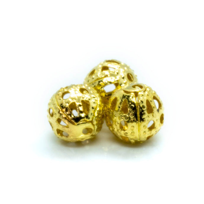 Filigree Round Metal Bead 6mm Gold - Affordable Jewellery Supplies