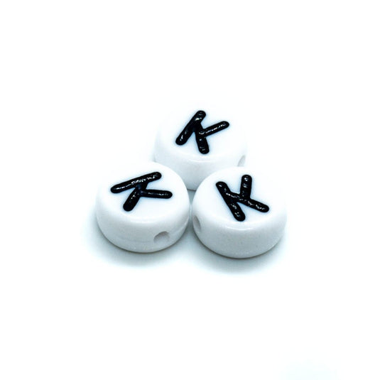Acrylic Alphabet and Number Beads 7mm Letter K - Affordable Jewellery Supplies