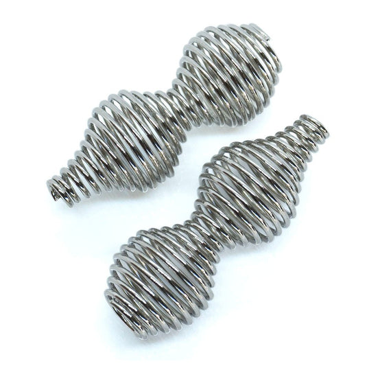 Calabash Coil Spring Bead 25mm x 9.5mm Platinum - Affordable Jewellery Supplies