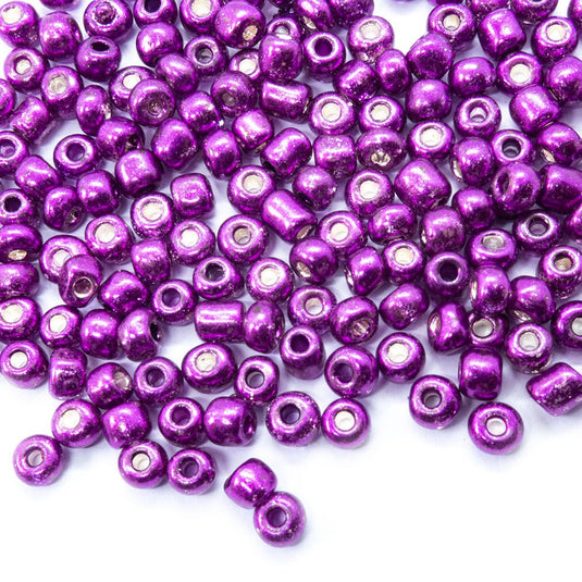 6/0 Metallic Coloured Glass Seed Beads 6/0 (4mm) Purple - Affordable Jewellery Supplies
