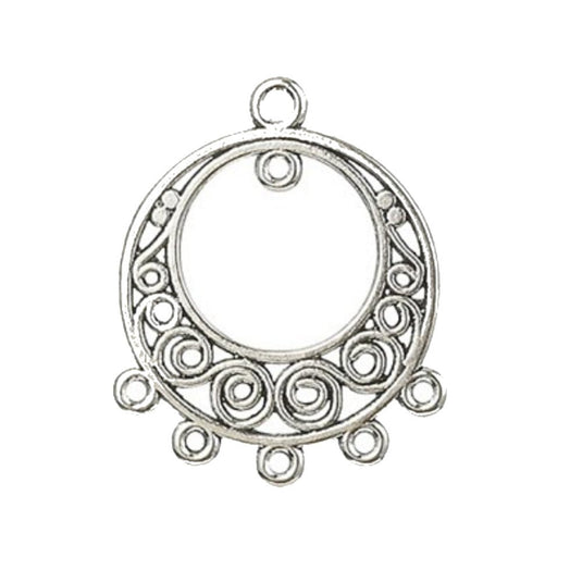 Tibetan Style Alloy Chandelier Connector Lead Free 24mm x 20mm x 1mm Antique Silver - Affordable Jewellery Supplies