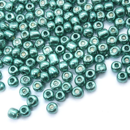 6/0 Metallic Coloured Glass Seed Beads 6/0 (4mm) Dark Turquoise - Affordable Jewellery Supplies