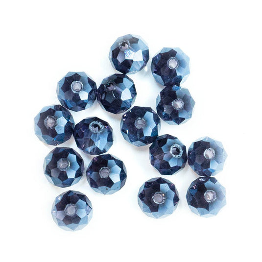 Electroplated Glass Faceted Rondelle 8mm x 6mm Purple - Affordable Jewellery Supplies