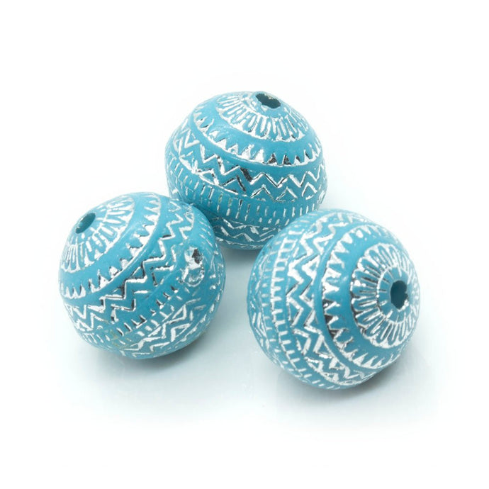 Acrylic Plated Beads 11.5mm x 11mm Cornflower Blue - Affordable Jewellery Supplies