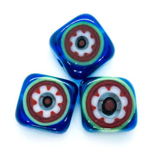 Millefiori Glass Square 5mm x 2mm Blue and Green - Affordable Jewellery Supplies