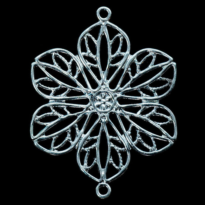 Filigree Flower Connector 26mm x 20mm Silver - Affordable Jewellery Supplies