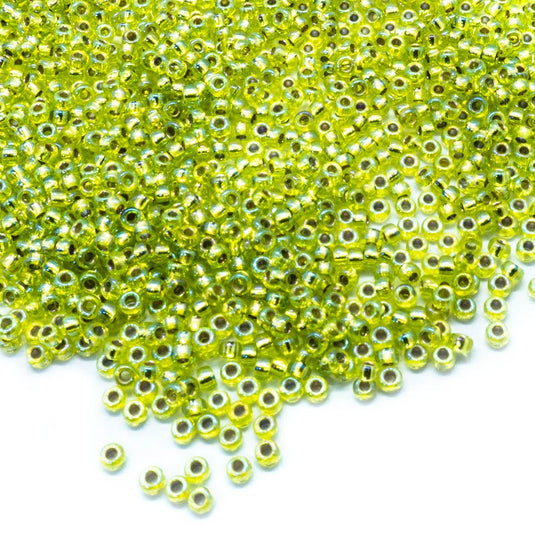 Miyuki Rocailles Silver Lined Seed Beads 11/0 Chartreuse - Affordable Jewellery Supplies