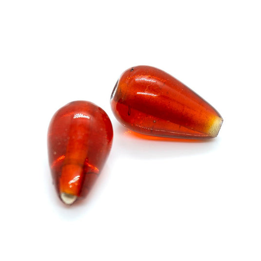 Indian Glass Lampwork Teardrop 18mm x 6mm Paprika - Affordable Jewellery Supplies