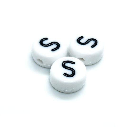Acrylic Alphabet and Number Beads 7mm Letter S - Affordable Jewellery Supplies