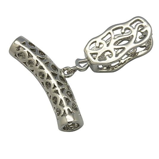 Ice Pick Pinch Bail With Barrel Bead 34mm x 30mm Silver - Affordable Jewellery Supplies