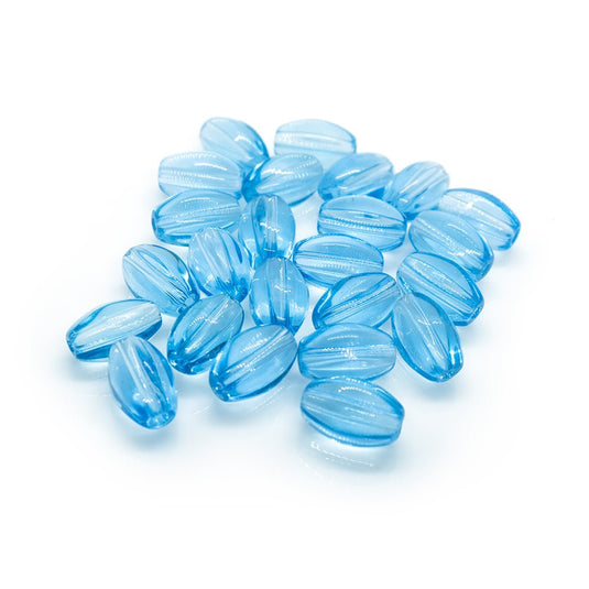 Transparent Glass Rice Beads 9mm x 5mm Sapphire - Affordable Jewellery Supplies