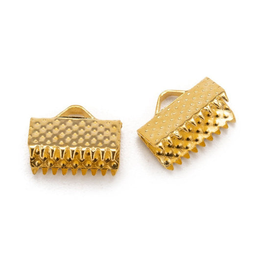 Ribbon Ends 10mm Gold - Affordable Jewellery Supplies