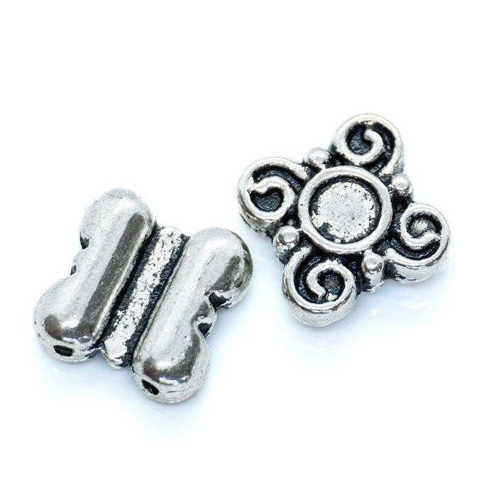 Square Spacer Bar with Gem Mount 10mm x 3mm Antique Silver - Affordable Jewellery Supplies
