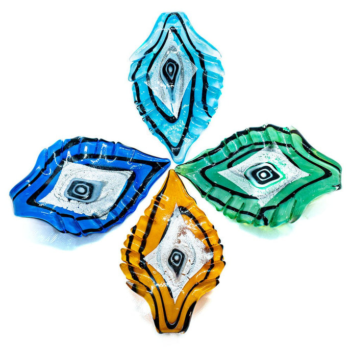 Murano Lampwork Glass Pendant with Jagged Edges 62mm x 40mm Blue - Affordable Jewellery Supplies
