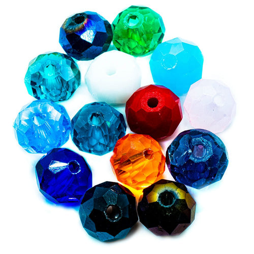 Austrian Crystal Faceted Rondelle 8mm x 6mm Teal AB - Affordable Jewellery Supplies