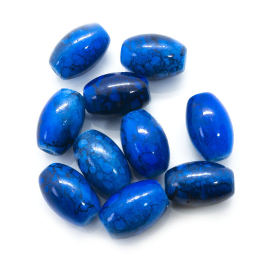 Glass Oval with Veining 11mm x 7mm Blue - Affordable Jewellery Supplies