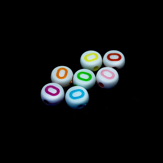 Pastel Acrylic Number Beads 7mm x 3mm Zero - Affordable Jewellery Supplies