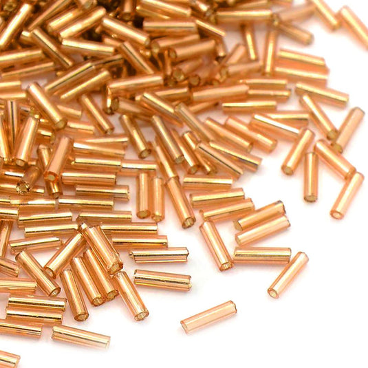 Silver Lined Glass Bugle Bead 6mm x 1.8mm Wheat - Affordable Jewellery Supplies