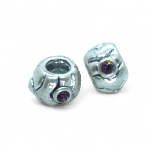 European Rhinestone Bead 10.5mm x 6.5mm Silver - Affordable Jewellery Supplies