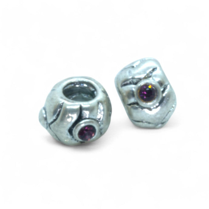 European Rhinestone Bead 10.5mm x 6.5mm Silver - Affordable Jewellery Supplies