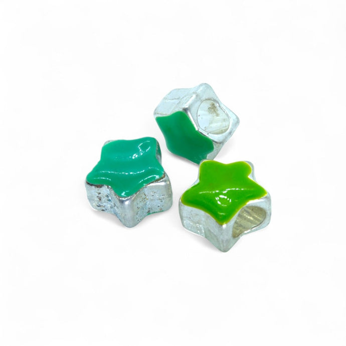 European Star Bead 10.5mm x 7.5mm Green - Affordable Jewellery Supplies