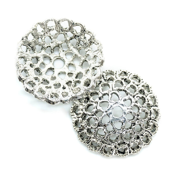 Large Bead Caps 30mm x 5mm Tibetan Silver - Affordable Jewellery Supplies