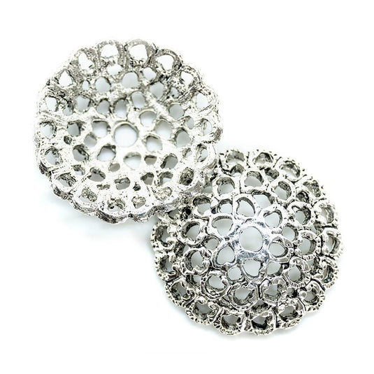Large Bead Caps 30mm x 5mm Tibetan Silver - Affordable Jewellery Supplies