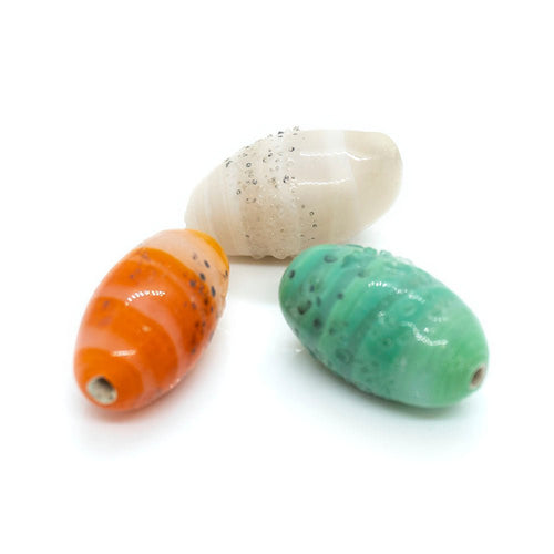 Indian Glass Lampwork Oval 17mm x 10mm Orange - Affordable Jewellery Supplies
